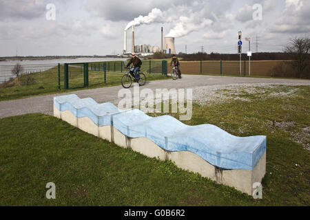 Emscher fließt in den Rhein, Dinslaken, Deutschland Stockfoto