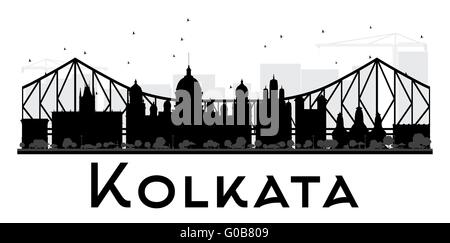 Kolkata Stadt Skyline schwarz-weiß Silhouette. Vektor-Illustration. Einfache flache Konzept für Tourismus Präsentation, banner Stock Vektor