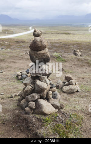 Steinturm, Pingvellir, Island Stockfoto