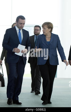 Pressekonferenz zwischen Merkel und Garibashvili. Stockfoto