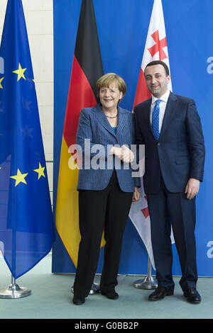 Pressekonferenz zwischen Merkel und Garibashvili. Stockfoto