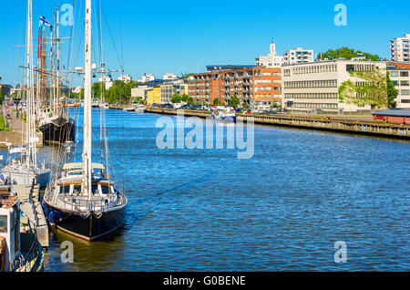 Blick auf den Fluss Aura in Turku (Abo). Finnland, Europa Stockfoto