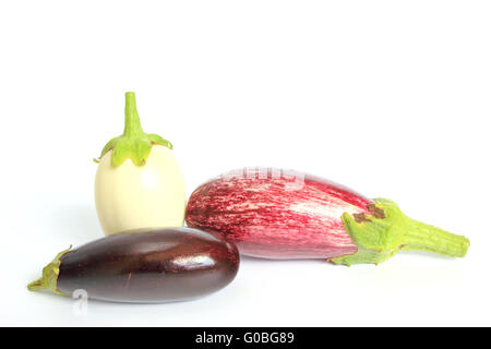 verschiedene Arten von Auberginen Stockfoto