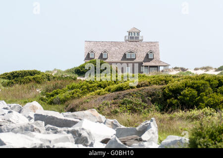 Die restaurierten Oregon Inlet Leben sparen Station steht auf den Outer Banks von North Carolina Küste bei Pea Island National Wildlife Ref Stockfoto