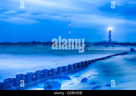 North Carolina OBX am Old Lighthouse Beach Küsten Buhne Buxton Stege in den Ruhestand Stockfoto