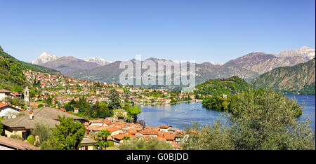 Lago di Como (Comer See) high-Definition-Landschaft mit Sala Comacina und Ossuccio (Ansicht von der Greenway Walk) Stockfoto