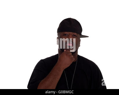 Junge schwarze Mann in nachdenklicher Pose Stockfoto