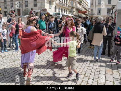 Römischen Reenactment-Spiele in der Arena von Nimes befindet sich in der französischen Stadt Nîmes. Stockfoto