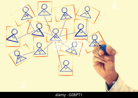 Globale Kommunikation auf transparente wischen Board angezeigt Stockfoto