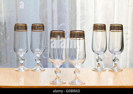 Sechs schöne Glas des Glases. Stockfoto