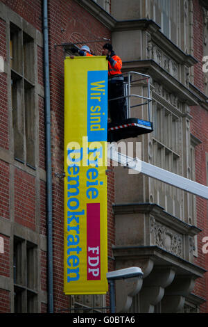 Neue Farbe (Magenta) Fuer die FDP, 6. Januar 2015, Berlin-Mitte. Stockfoto