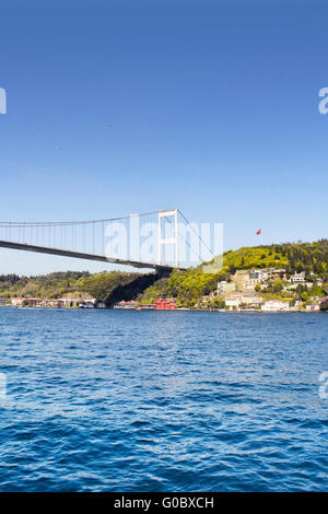 Ansicht der Fatih Sultan Mehmet Brücke von europäischer Seite in Istanbul Stockfoto