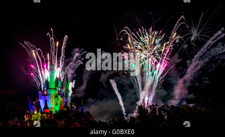 Nächtliche Feuerwerk wünscht Stockfoto