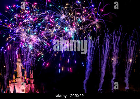 Nächtliche Feuerwerk wünscht Stockfoto