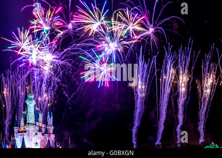 Nächtliche Feuerwerk wünscht Stockfoto