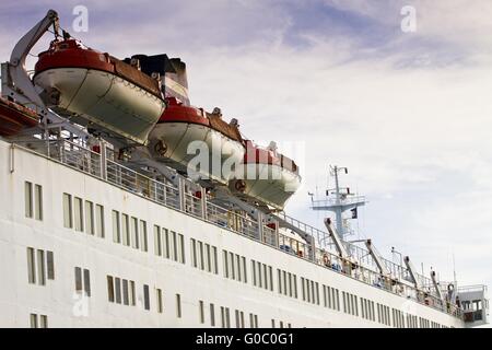 die Rettungsboote auf großen Schiff Stockfoto