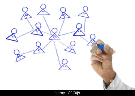 Globale Kommunikation auf transparente wischen Board angezeigt Stockfoto