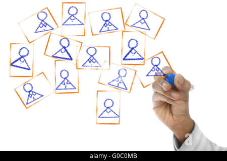 Globale Kommunikation auf transparente wischen Board angezeigt Stockfoto