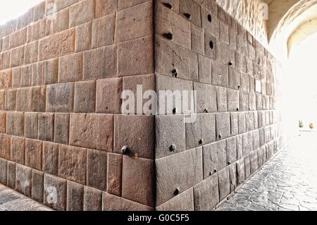 Inka Mauerwerk im Tempel der Sonne Cusco-Peru Stockfoto