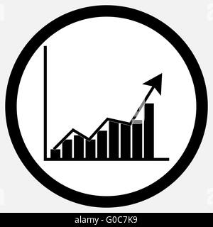 Wachstum Diagramm Symbol schwarz weiß. Wachstum und Wachstumskonzept, Diagramm und Wachstum, Wachstum-Statistik Chart und Graph und busin Stockfoto