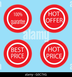 Label Aufkleber besten und heißen Preis. Preisschild und Beschriftung, Preis Aufkleber und Preis Symbol markieren Sie Aufkleber und Verkauf Preisschild. Vektor-fl Stockfoto