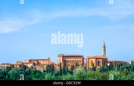 Außenansicht des antiken Pienza Stadt in der Toskana Stockfoto