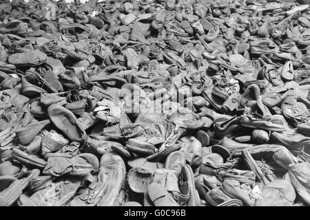 Schuhe des Volkes im KZ Auschwitz-Birkenau deportiert Stockfoto