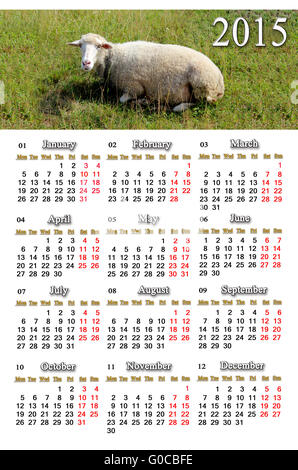 schöne Kalender für das Jahr 2015 mit Schafen auf der Stockfoto