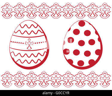 Vektor-Ostern festgelegt. Eiern mit einem Muster und einen Rahmen Stockfoto