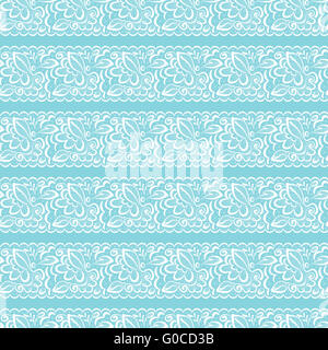 Vektor nahtlose Hintergrund. Weiße Spitze auf hellblau Stockfoto