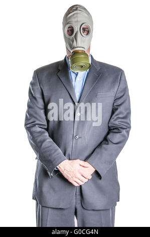 Mann in Gasmaske Stockfoto