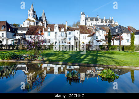 Der Frühling öffentliche Park in der Stadt Loches (Frankreich) Stockfoto