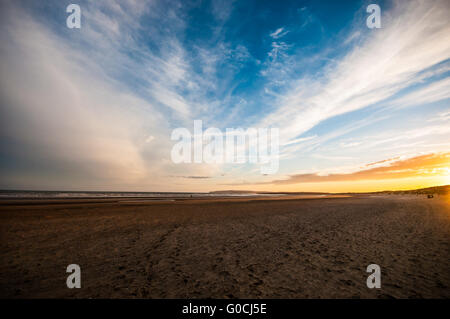 Camber Sands ist der Strand an dem Dorf von Camber (in der Nähe von Roggen), East Sussex, England. Es ist das einzige System der Sanddüne in E Sussex Stockfoto