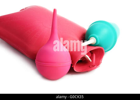 Medizinische Wärmflasche und Kolon Birne für Verfahren Stockfoto