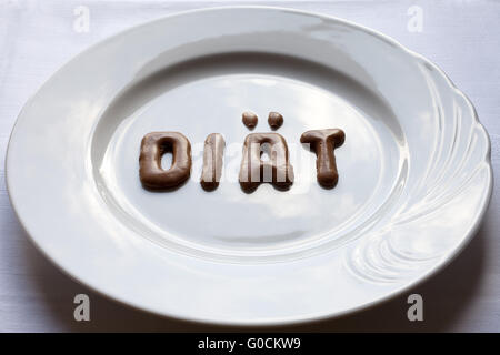 Buchstaben, das Wort Diaet, Deutsch für Ernährung Stockfoto