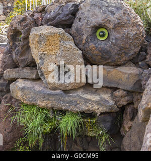 Felsigen Gesicht Guatiza Kaktusgarten Lanzarote Kanarische Inseln Stockfoto