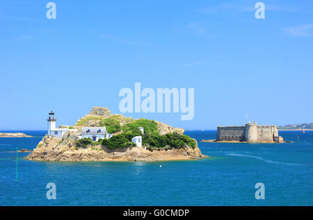 Leuchtturm auf der Ile Louet, Bucht von Morlaix, Franken Stockfoto