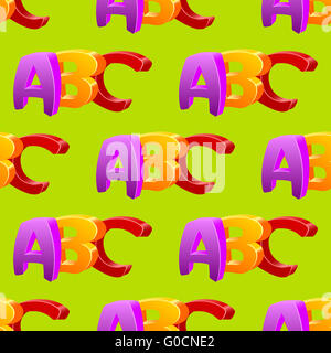 Kindliche Doodle ABC Musterdesign, flaches Design. Stockfoto