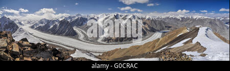 Malerische Panorama Fedchenko Gletscher im Pamir-Gebirge in Tadschikistan Stockfoto