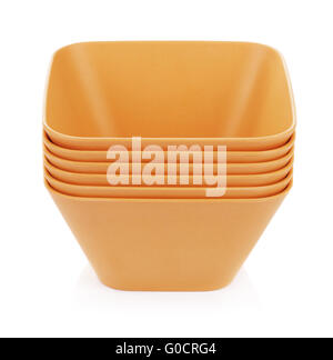 Orange Bambus-Schalen-Set Stockfoto