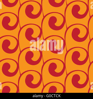 Vektor nahtloser orange Hintergrund mit roten wirbelt Stockfoto