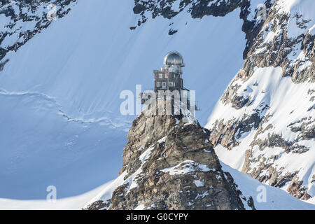 Blick von der Sphinx-Observatorium auf Jungfraujoch, eines der höchsten Observatorien der Welt befindet sich in der Jungfrau-Bahn-s Stockfoto