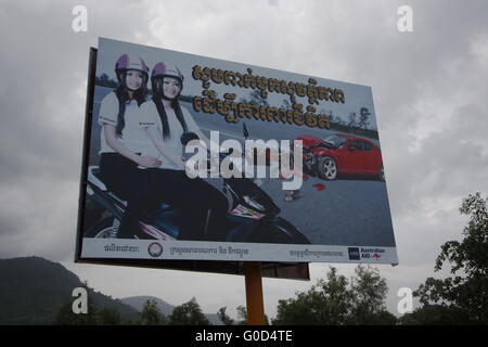 Anti-Alkohol am Steuer Rechnung an Bord auf Bokor, Kambodscha Stockfoto