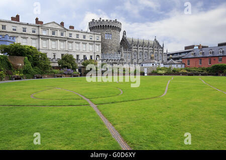 Dublin Castle, im Süden, außerhalb vom Park aus gesehen. Stockfoto