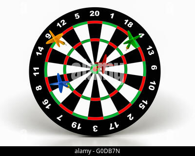 3D Darts auf Ziel Stockfoto