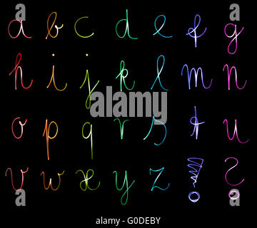 Fluoreszierenden Buchstaben des Alphabets Stockfoto