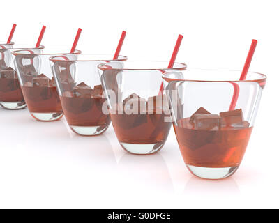 realistische Whisky mit Eis und Strohhalm im Glas. Zeile. 3D Stockfoto