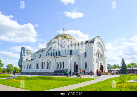 Brest, Weißrussland - 9. Mai 2015: Brest Garnison Kathedrale des Heiligen Nikolaus. Stockfoto