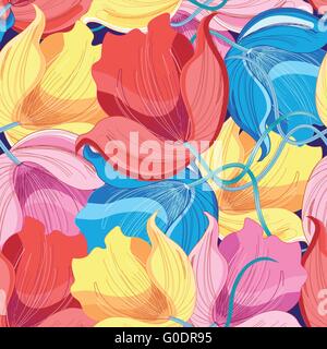 Grafisches Muster von bunten Blumen Stock Vektor