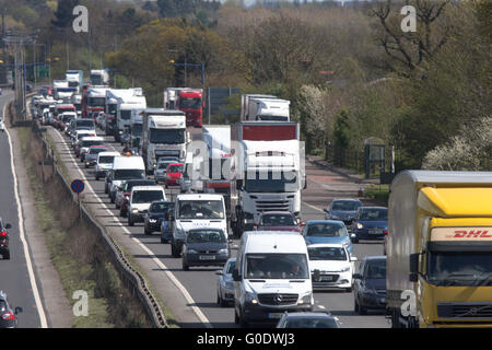 Stau auf der A14-Schnellstraße in Cambridge. Stockfoto